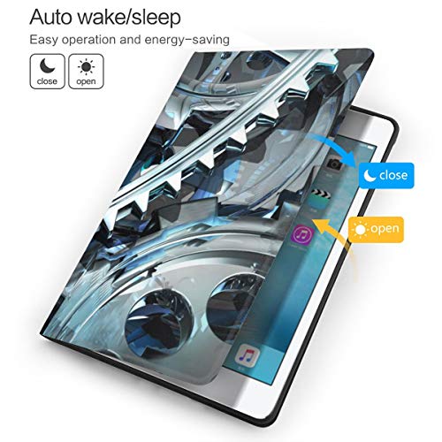 Gears Mechanical Technics - Carcasa de metal para iPad mini 2017 iPad air1, diseño abstracto de metal, muy protector pero delgado y práctico soporte magnético + funda para reposo/activación