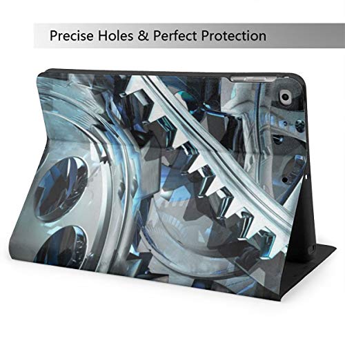 Gears Mechanical Technics - Carcasa de metal para iPad mini 2017 iPad air1, diseño abstracto de metal, muy protector pero delgado y práctico soporte magnético + funda para reposo/activación