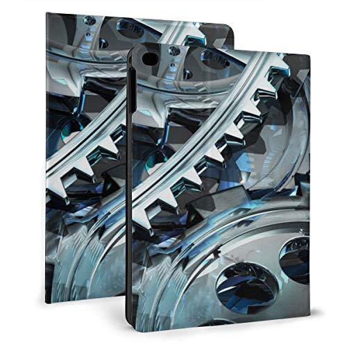 Gears Mechanical Technics - Carcasa de metal para iPad mini 2017 iPad air1, diseño abstracto de metal, muy protector pero delgado y práctico soporte magnético + funda para reposo/activación