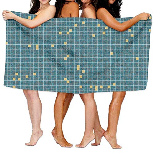 Gebrb Toallas de baño,Toalla de Playa,Manta de Playa Bath Towels, Yellow Blue Checks Super Soft Ultra Absorbent Bath Towel for Men Women Kids, Bathroom Accessories