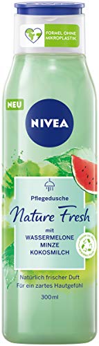 Gel de ducha Nivea Nature Fresh de sandía (300 ml) con una fórmula sin microplástico, cuidado de ducha vegano con aroma afrutado