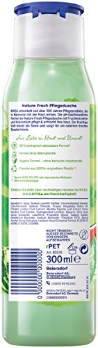 Gel de ducha Nivea Nature Fresh de sandía (300 ml) con una fórmula sin microplástico, cuidado de ducha vegano con aroma afrutado