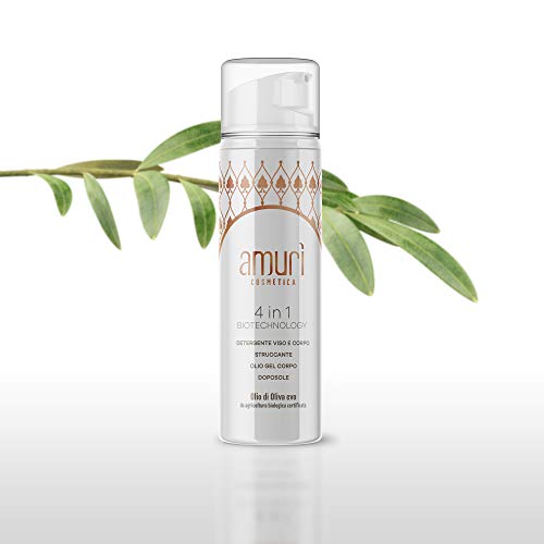 Gel Limpiador Facial Amuri Cosmetica, limpiador Facial/Corporal,Desmaquillante, Loción 4 en 1 BIOTECNOLOGY Natural Aceite Oliva Orgánico y Extractos Plantas, Reduce la Hiperpigmentación de la Piel