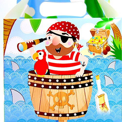 German Trendseller® - 6 x Cajas Pirata de cumpleaños ┃con ASO para llenar ┃para Regalo ┃Fiestas Infantiles┃ Idea de Regalo┃cumpleaños de niños┃ 6 Unidades