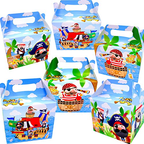 German Trendseller® - 6 x Cajas Pirata de cumpleaños ┃con ASO para llenar ┃para Regalo ┃Fiestas Infantiles┃ Idea de Regalo┃cumpleaños de niños┃ 6 Unidades