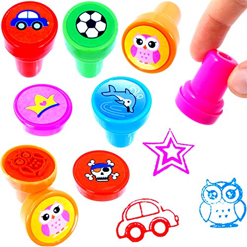 German Trendseller® - 6 x Mezcla de Sellos ┃Manualidades┃Diferentes Motivos┃Fiestas Infantiles┃ Idea de Regalo┃cumpleaños de niños┃ 6 Unidades