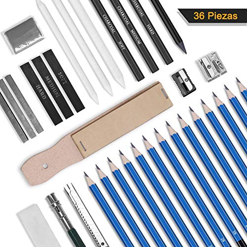 GHB 36PCS Lápices Dibujo Artistico Profesional Incluye Lápices Grafito Lápiz HB