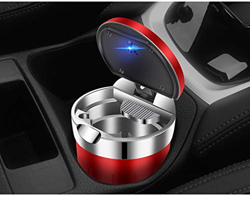 GHYashtray-Car ashtray Cenicero for Coche/Compatible con Mercedes-Benz/con la Tapa Azul de luz LED portátil de Basura Cenicero Can Coche de Ministerio del Interior Multifuncional Cenicero