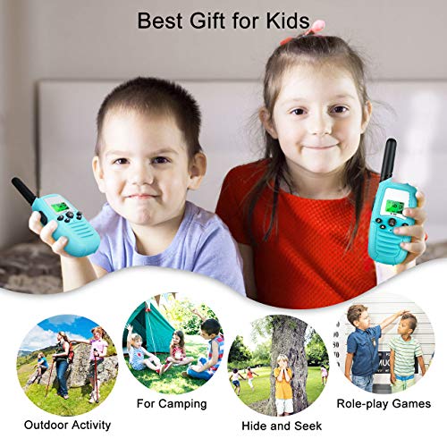 Gifort Walkie Talkie, Walkie Talkie Niños 16 Canales 3KM Rango LED Linterna Incorporada LCD Pantalla Función VOX Juguete de Camping al Aire Libre Regalos para Niños de 3+ años(2 Piezas, Azul)