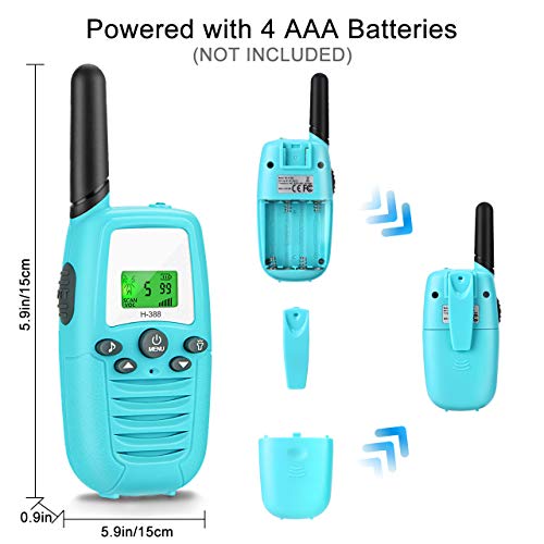 Gifort Walkie Talkie, Walkie Talkie Niños 16 Canales 3KM Rango LED Linterna Incorporada LCD Pantalla Función VOX Juguete de Camping al Aire Libre Regalos para Niños de 3+ años(2 Piezas, Azul)