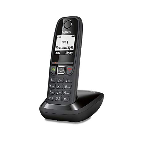 Gigaset AS470 Duo - Teléfono (Teléfono DECT, Terminal inalámbrico, Altavoz, 100 entradas, Identificador de Llamadas, Negro)