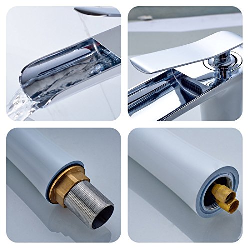 Gimili Grifos Baño Cascada Cromo Grifo Fregadero Blanco