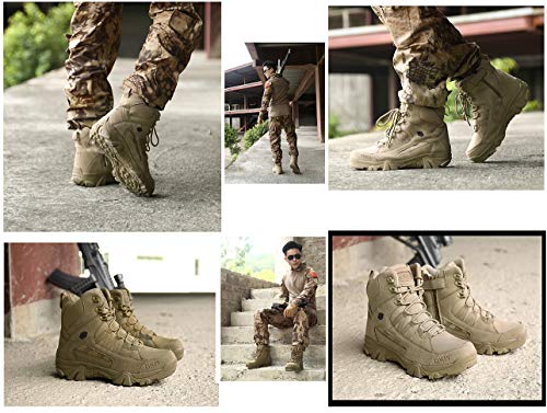 GJRRX Botas de montaña Militares de Cuero Transpirables y Resistentes al Desgaste para Hombres Calzado de Trekking táctico Antideslizante y Resistente al Agua para otoño e Invierno para Hombre 39-44