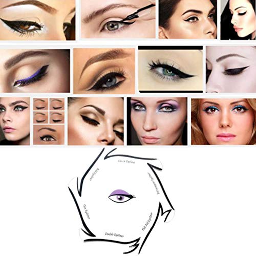 Gjyia 6 en 1 delineador de Ojos Tarjetas de Plantilla de Dibujo Kits de Herramientas cosméticas de Moda Smokey Cat Eyes Accesorio de Maquillaje Uso para Principiantes