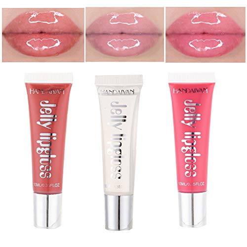 GL-Turelifes 3 PCS Lip Plumper Gloss Jelly Color Lipstick Set, Lip Plumping Balm Plumper Plloss Tratamiento de brillo labial - Mejora los labios hidratados, hidrata, elimina las arrugas(Set 1)