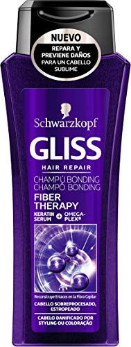 Gliss - Champú Fiber Therapy - Para cabellos sobreprocesados por planchas, secadores y/o tintes - 250ml - Schwarzkopf
