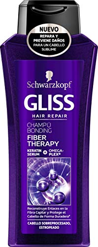 Gliss - Fiber Therapy - Champú para cabello sobreprocesado (Plancha y/o tinte) - 1 ud de 400ml