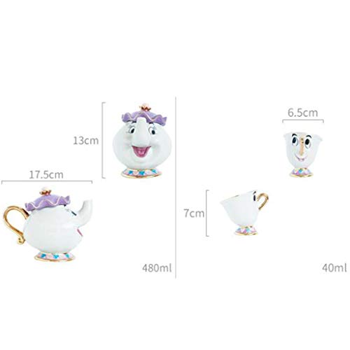 GLL Nueva Tetera de Belleza y Bestia de Dibujos Animados Mark Mrs. Potts Tetera de Pieza Set