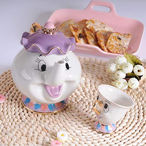 GLL Nueva Tetera de Belleza y Bestia de Dibujos Animados Mark Mrs. Potts Tetera de Pieza Set