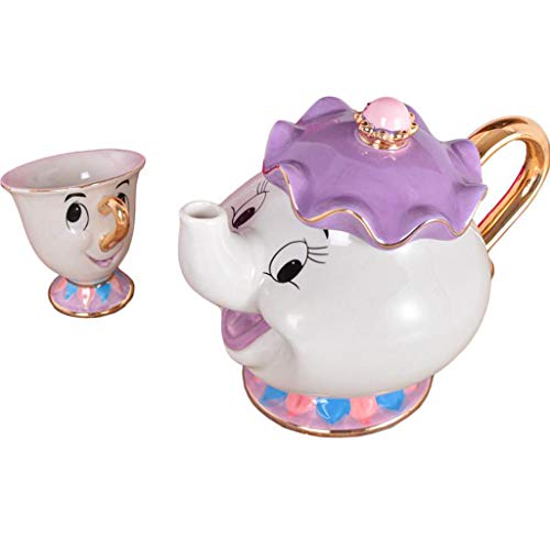 GLL Nueva Tetera de Belleza y Bestia de Dibujos Animados Mark Mrs. Potts Tetera de Pieza Set