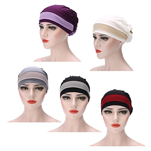Global Brands Online - Sombrero de Turbante elástico para Mujer, para Invierno, cálido, para pérdida de Cabello, Bufanda