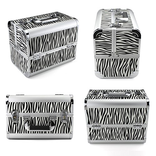 Glow Beauty Case/ Maletín para cosméticos/ Estuches de maquillaje / Estuche organizador de Cosméticos, Negro (Zebra)