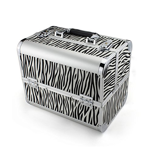 Glow Beauty Case/ Maletín para cosméticos/ Estuches de maquillaje / Estuche organizador de Cosméticos, Negro (Zebra)