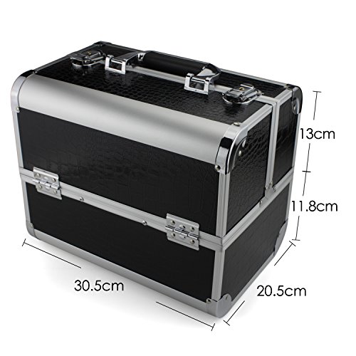 Glow Beauty Case/Maletín para cosméticos/Estuches de maquillaje/Estuche organizador de Cosméticos, Negro (Pattern)