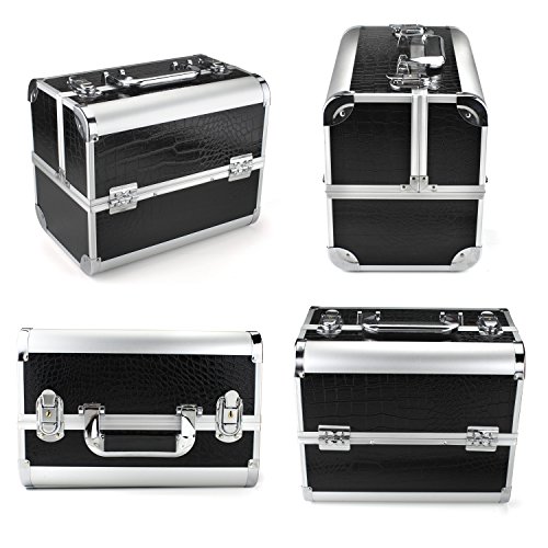 Glow Beauty Case/Maletín para cosméticos/Estuches de maquillaje/Estuche organizador de Cosméticos, Negro (Pattern)