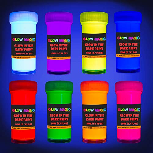 Glow in the Dark - Juego de pinturas acrílicas fluorescentes fosforescentes luminosas para Halloween