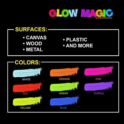Glow in the Dark - Juego de pinturas acrílicas fluorescentes fosforescentes luminosas para Halloween