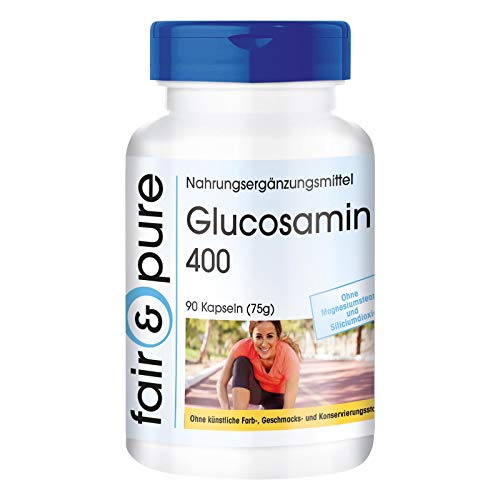 Glucosamina y Colágeno hidrolizado - Glucosamina 400mg con Colágeno 250mg - Alta pureza - 90 Cápsulas
