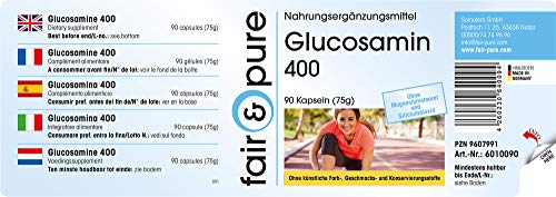 Glucosamina y Colágeno hidrolizado - Glucosamina 400mg con Colágeno 250mg - Alta pureza - 90 Cápsulas