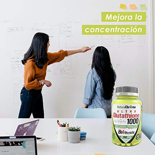 Glutathione 1000Mg. Glutatión, también conocido como el antioxidante maestro. Desacelera el proceso de envejecimiento. Ideal para desintoxicación del hígado. Cada bote contiene 60 cápsulas.