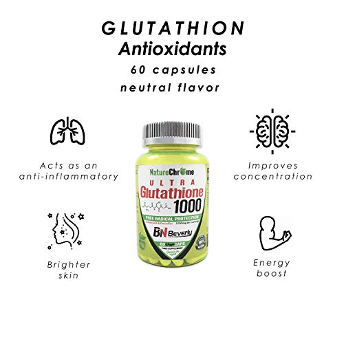 Glutathione 1000Mg. Glutatión, también conocido como el antioxidante maestro. Desacelera el proceso de envejecimiento. Ideal para desintoxicación del hígado. Cada bote contiene 60 cápsulas.