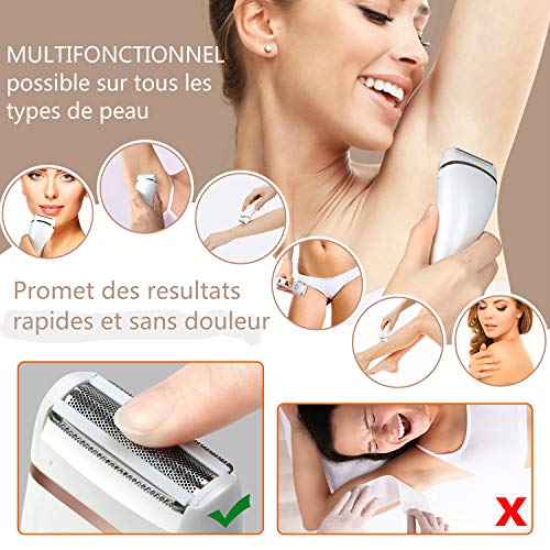 Glynee Depiladora Eléctrica Profesional para Mujer, Afeitadora Electrica Impermeable Femenina con Pantalla LED, Poco Ruido, Bloqueable, para Piel Seca o Húmeda en Axilas, Piernas, Cuerpo y Brazos