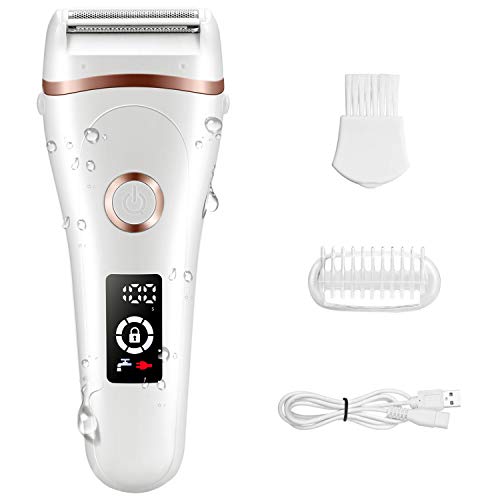 Glynee Depiladora Eléctrica Profesional para Mujer, Afeitadora Electrica Impermeable Femenina con Pantalla LED, Poco Ruido, Bloqueable, para Piel Seca o Húmeda en Axilas, Piernas, Cuerpo y Brazos