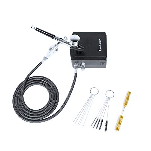 Gocheer Mini Kit de Aerografo con Compresor Profesional Aerógrafo de Doble Acción 0.2 0.3 Boquillas de 0,5 mm para y Agujas Manicure Craft Cake Spray Modelo Tool con Juego de Limpieza con Airbrush
