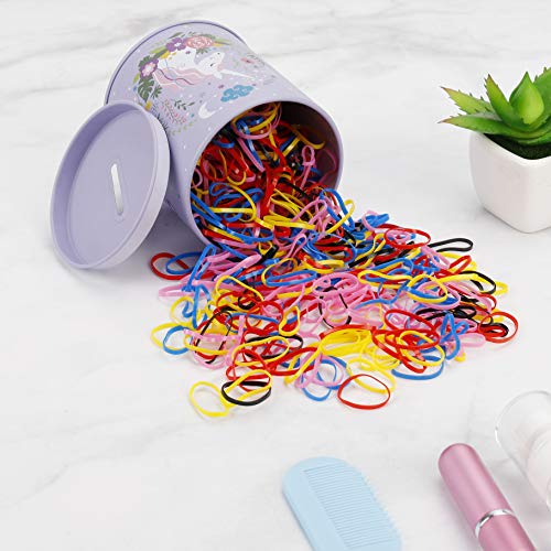 Goma de Pelo Multicolor Lazo de Pelo Elástico Banda de Goma con Caja Libre para Niñas Bebés, 2000 Piezas Mini Titular de Cola de Caballo para Trenzas, Peinado de Boda y Más
