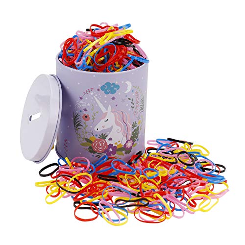 Goma de Pelo Multicolor Lazo de Pelo Elástico Banda de Goma con Caja Libre para Niñas Bebés, 2000 Piezas Mini Titular de Cola de Caballo para Trenzas, Peinado de Boda y Más