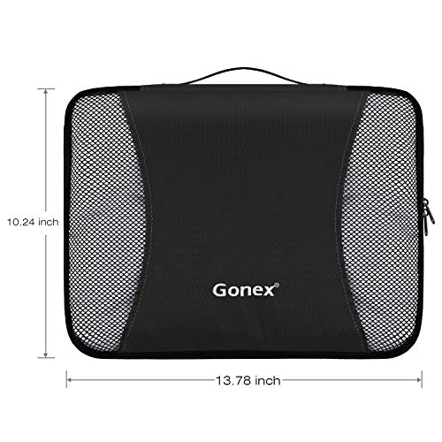 Gonex – 3 Packs Organizador para Maletas/Viaje Bolsas de Embalaje/Almacenaje Ultraligeros Multifuncionales Rip-Stop de Nylon Negro