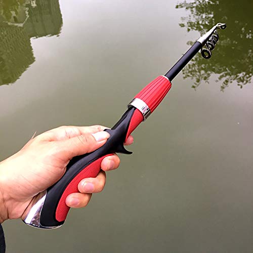 good-girl Fishing rod 1.2M 1.4M Spinning Duro telescópica caña de Pescar para River Hielo del Lago de Pesca, Rojo, 1,4M