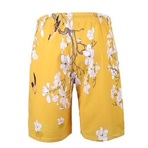 Gopumchy Magnolie - Bañador corto para hombre, para playa, de secado rápido, con cordón ajustable, talla M