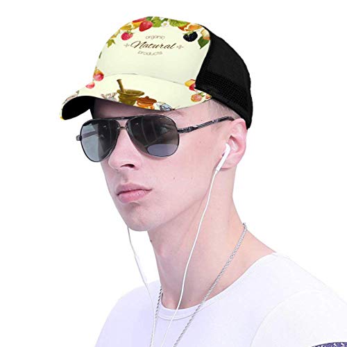 Gorra de béisbol Hombres Mujeres, Vector Fruta Baya Cosmética Frontera Miel Ajustable Camionero Malla Verano Béisbol ventilado Sol Gorra Sombrero para Mujer Sombrero