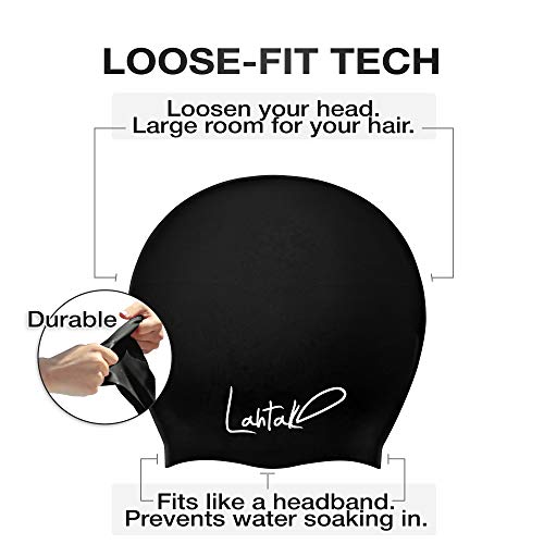 Gorro de Natación Extra Grande XL - Gorro de Ducha - Diseñado para Cabellos Largos, Rizados, Extensiones Capilares, Rastas, Trenzas y Afros - Hombre y Mujer - 100% Silicona Premium
