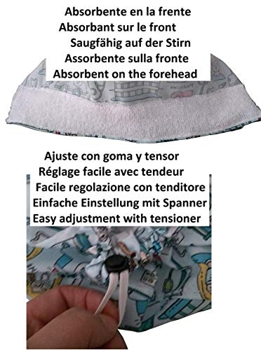 Gorros quirófano INSTRUMENTAL MEDICO para Pelo Largo. Tira absorbente en la frente, goma con tensor ajustable fácil y cómodo