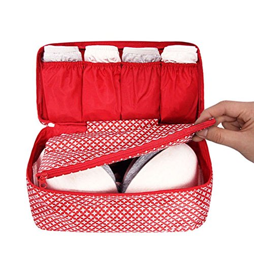 GossipBoy Neceser multiusos, con divisores para almacenar ropa interior, para sujetadores y braguitas, bolsa portátil para viajes, tela, azul, 13x12x26