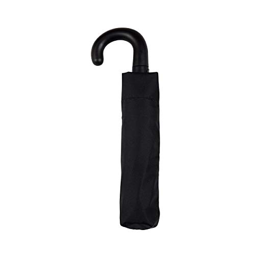 GOTTA Paraguas Plegable de Hombre, automático con puño Curvo de plástico. Tejido Negro. - Negro