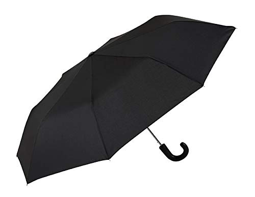 GOTTA Paraguas Plegable de Hombre, automático con puño Curvo de plástico. Tejido Negro. - Negro