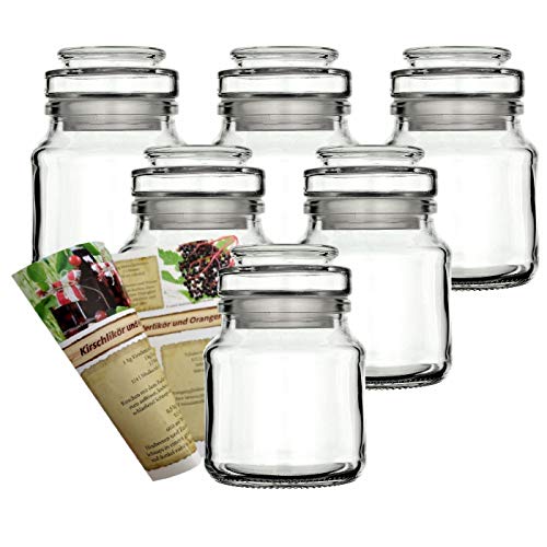 gouveo 6"Rondo” – Copas de Corcho 200 ml, Incluye Corcho para Regalos, Especias, Bote de Cristal Recipiente de Cristal, Corcho Cristal Redondo